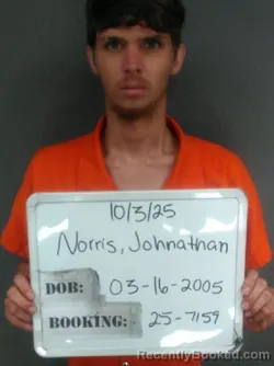Mugshot of Jonathan Alexander Norris booked in Sebastian County, Arkansas on October 26, 2026