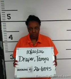 Mugshot of Tamya Sharea Draper booked in Sebastian County, Arkansas on October 27, 2026