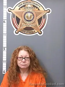 Mugshot of Rachel Lustgraff booked in Van Buren County, Arkansas on March 23, 2026