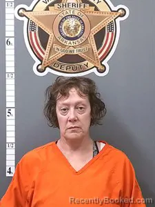 Mugshot of Melanie Jane Pitcher booked in Van Buren County, Arkansas on June 29, 2026