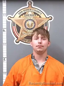 Mugshot of Zach James Shaver booked in Van Buren County, Arkansas on July 9, 2026
