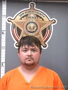 Mugshot of Travis Hunter Brown booked in Van Buren County, Arkansas on August 17, 2026
